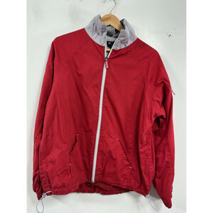 Unisex St John’s Bay Active Windbreaker XL Red Gray Full Zip Lined
